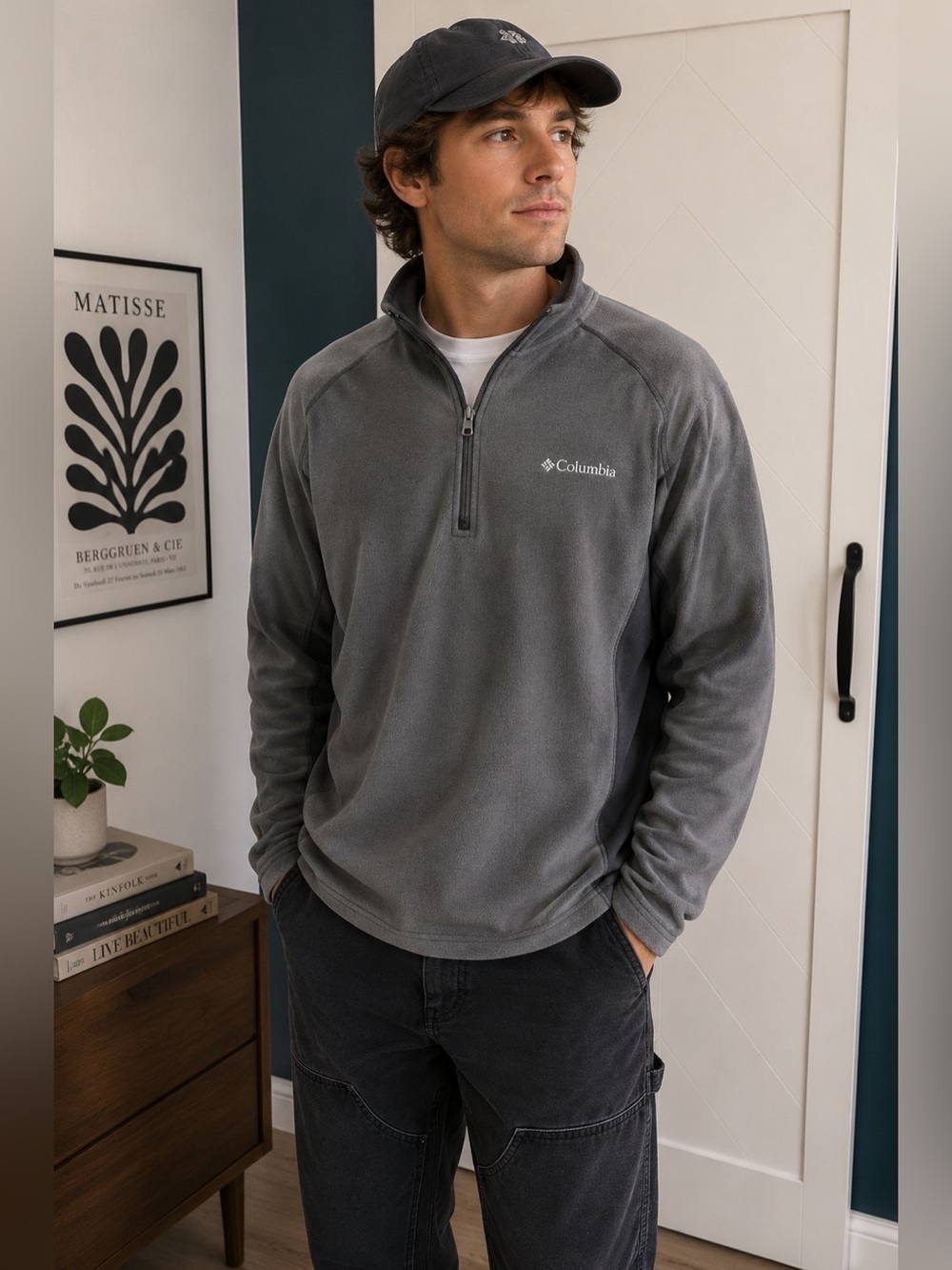 Columbia Charcoal Quarter-Zip Fleece Jacket‎ XL Ski/snowboard/hiking/outdoor